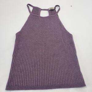 Essentials Full Tilt Ribbed Cropped Tank Purple